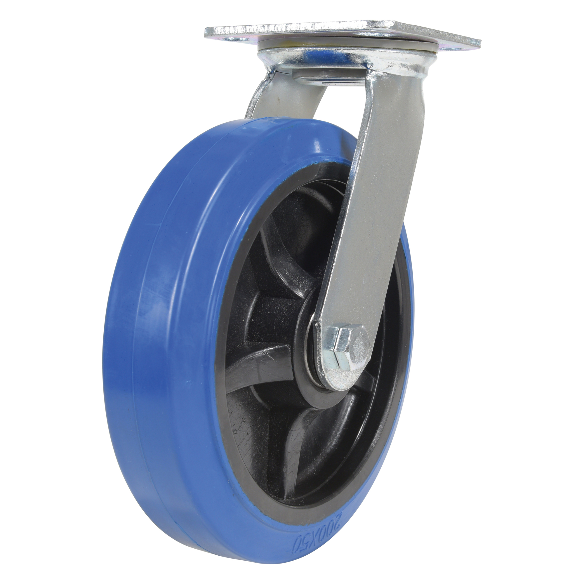 Vestil Elastic Rubber Swivel Caster - 8in. Diameter, Zinc Plated, Model# CST-BB-8X2ER-S